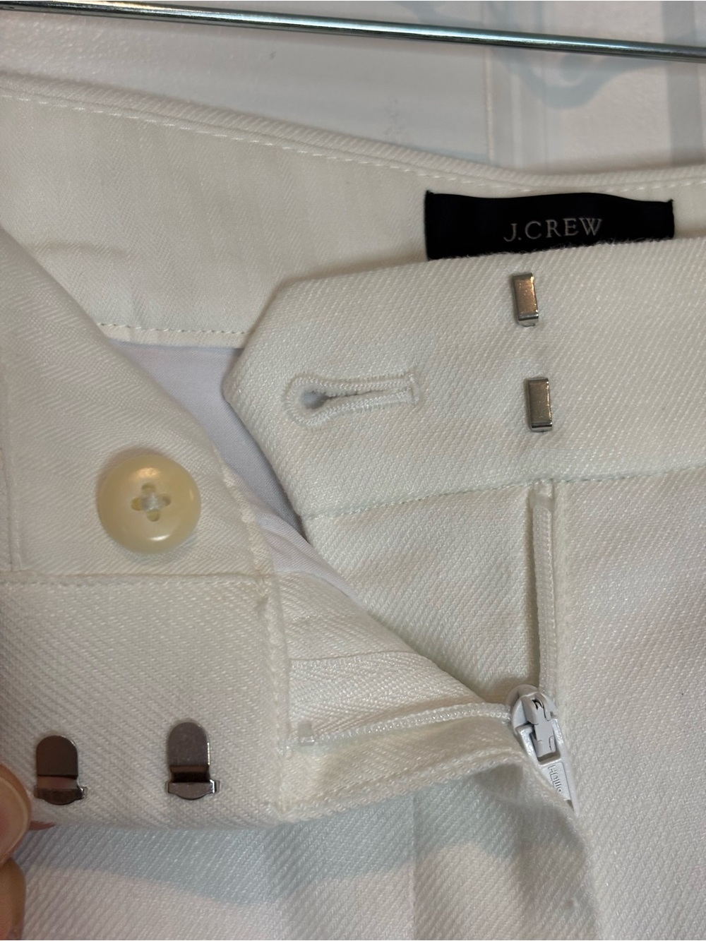 J. Crew Kate White Linen Blend Lined Straight Leg Pants 4 - Picture 5 of 14